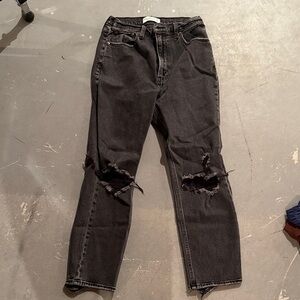 Abercrombie & Fitch Women's Black Distressed High Rise Jeans